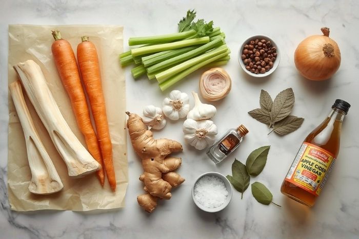 Ingredients to make bone broth for women in menopause