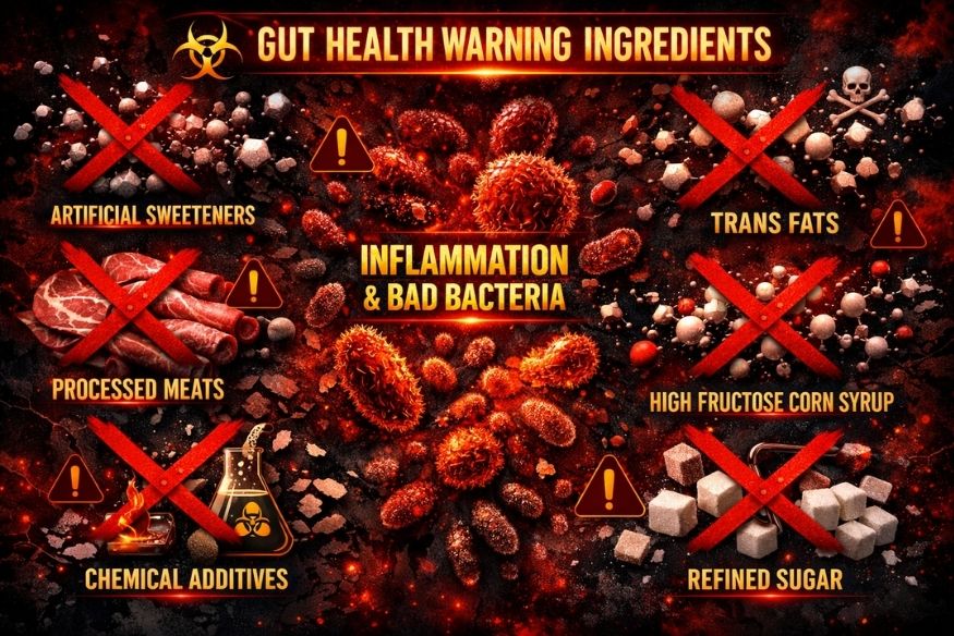 A infographic showing the gut health warning ingredients.
