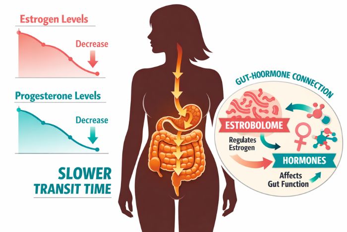 A chart showing the connection between menopause and constipation