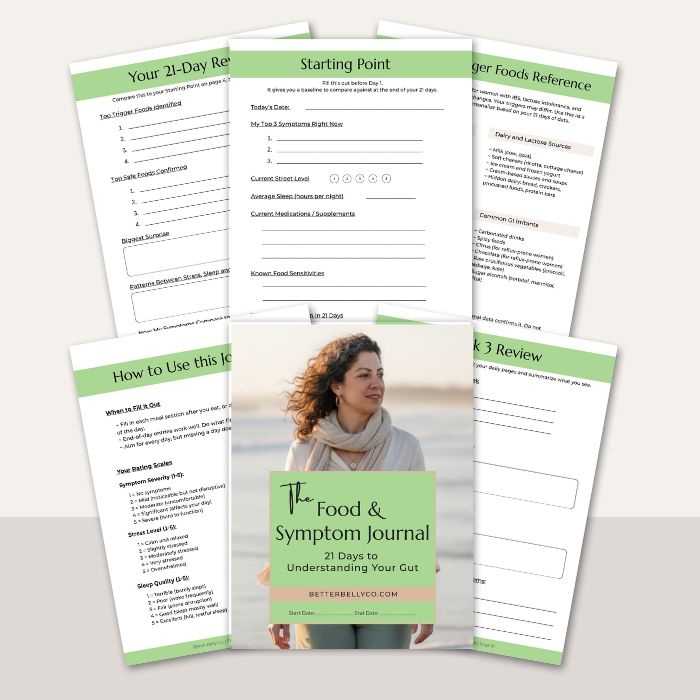 Sample pages of the Better Belly Food and Symptom Journal